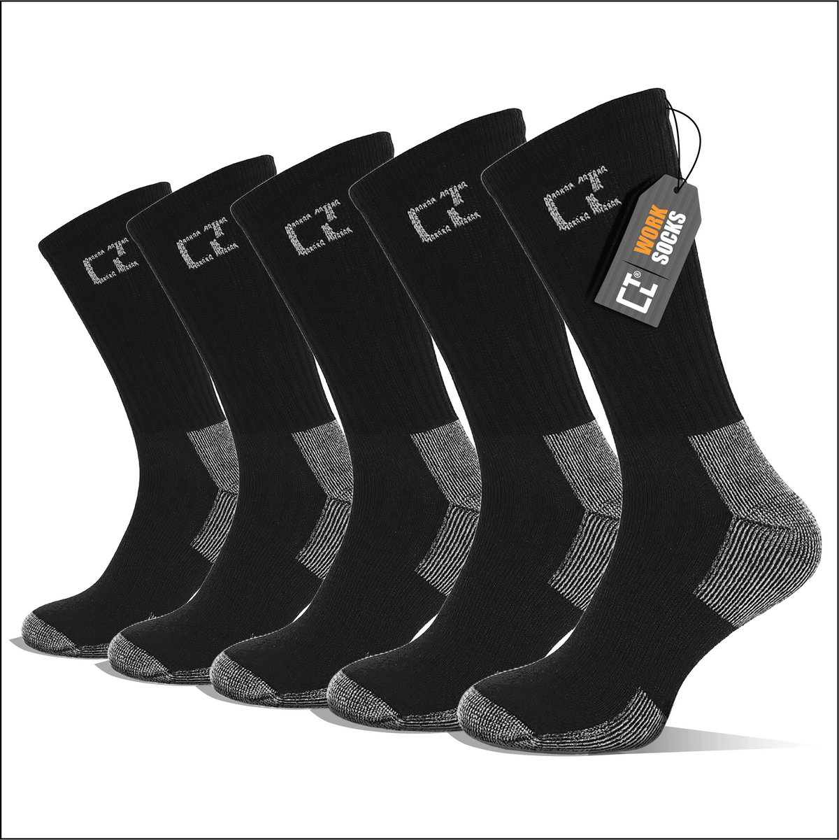 CTL® 5 Pairs Black Men&#39;s Work Crew Socks