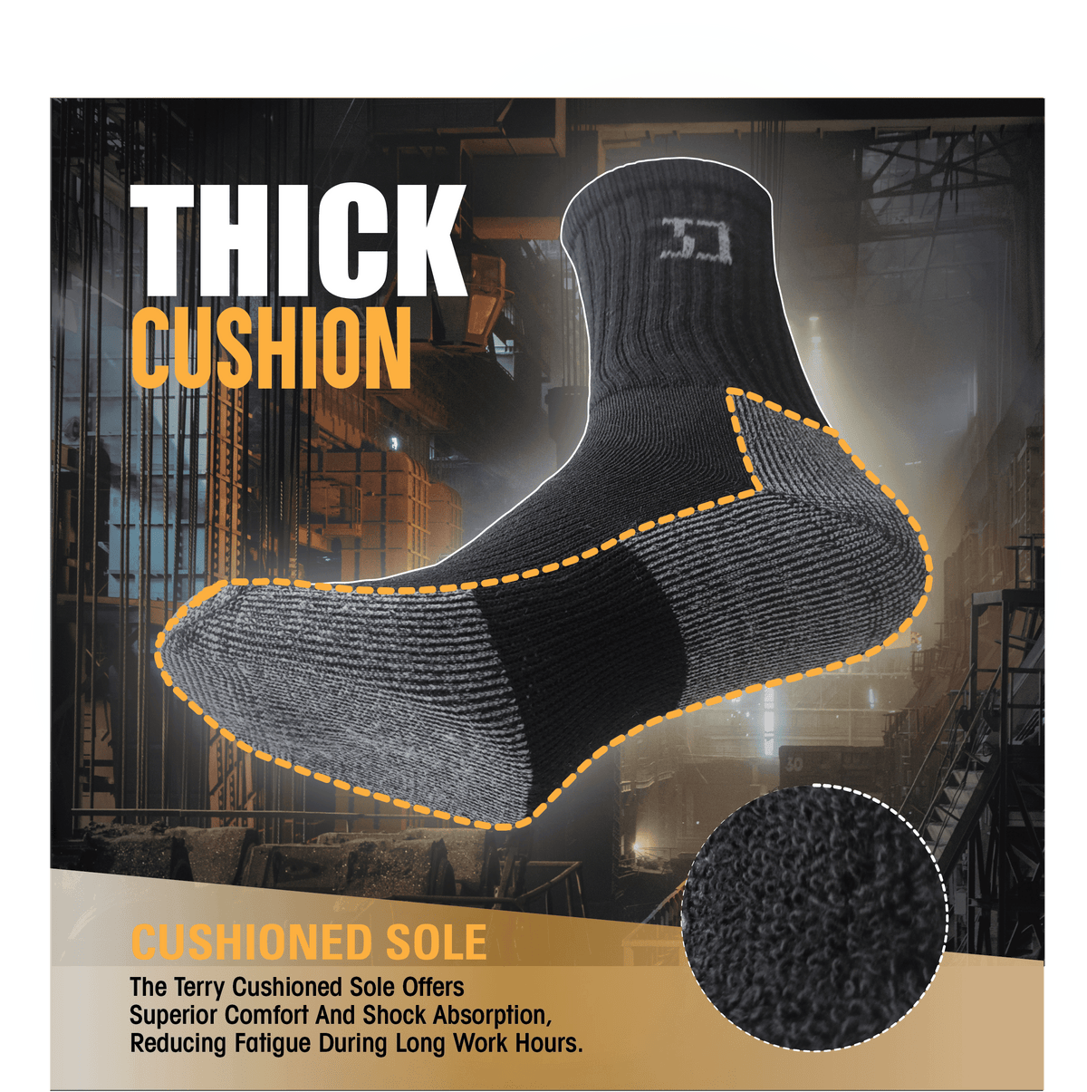 CTL® 5 Pairs Black Men&#39;s Work Crew Socks