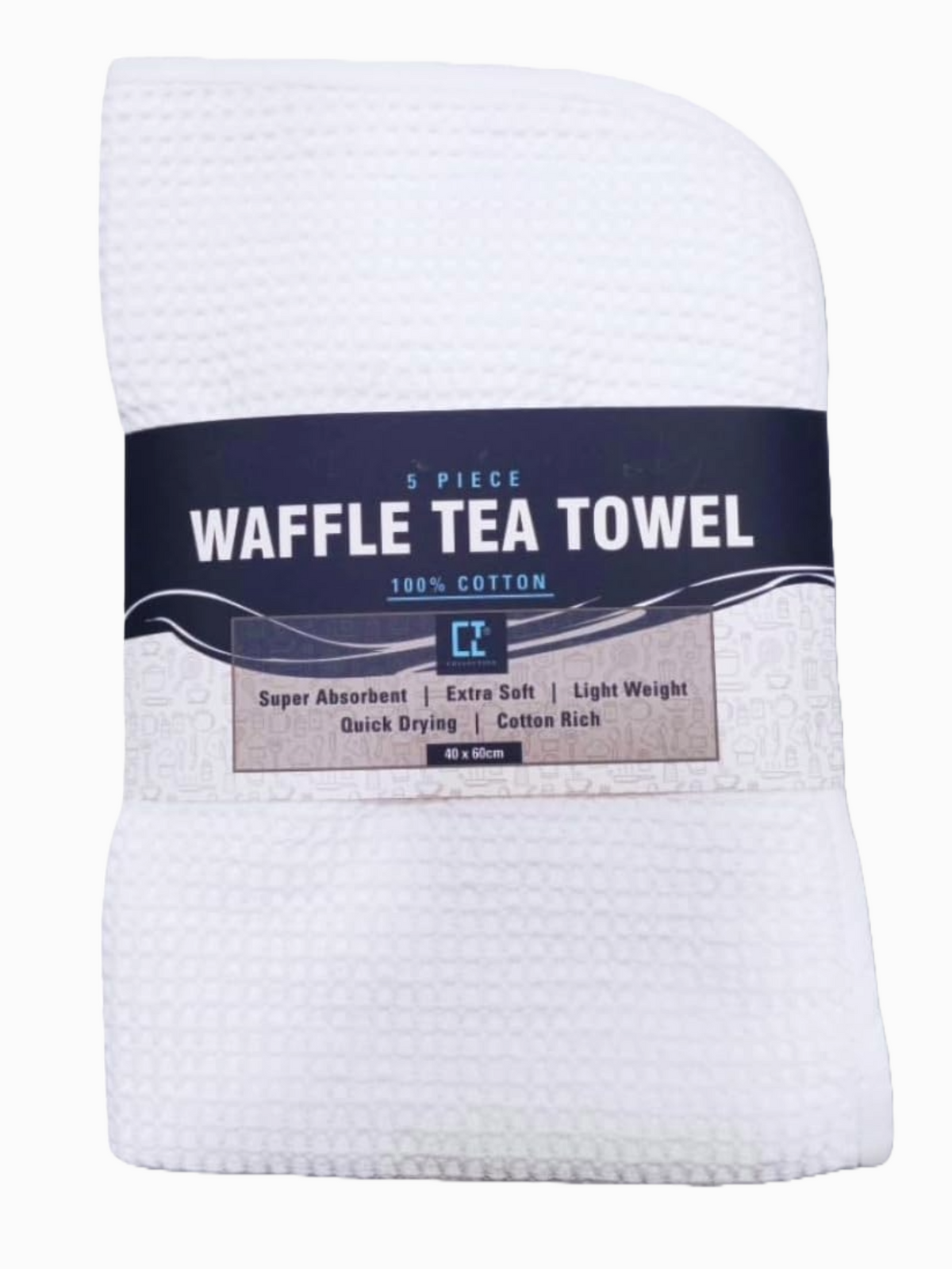 Premium 5 Piece 100% Cotton Waffle Kitchen Tea Towels