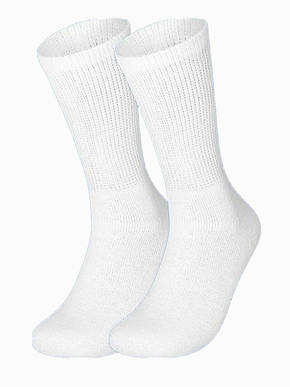 3 Pairs White Non Elastic Diabetic Crew Socks