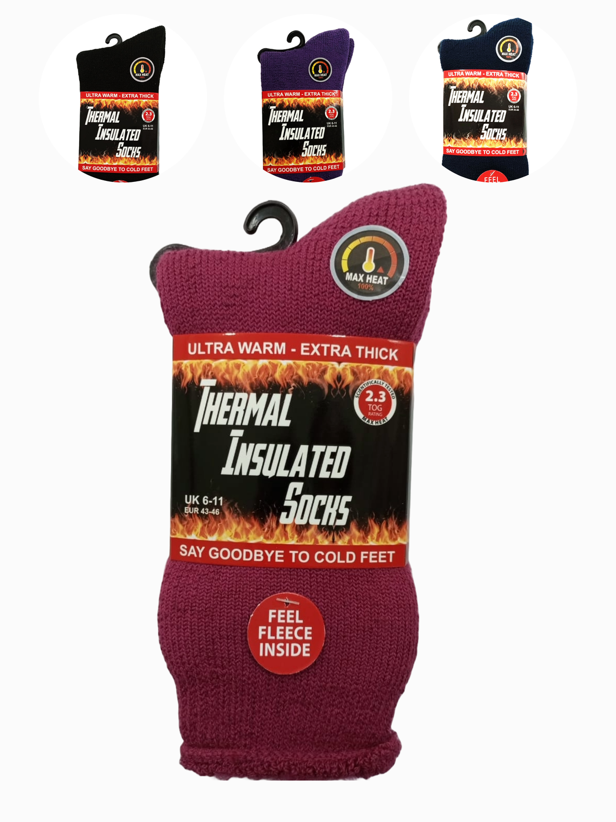 Warm Fleece Brushed Thermal Insulated Socks 6-11