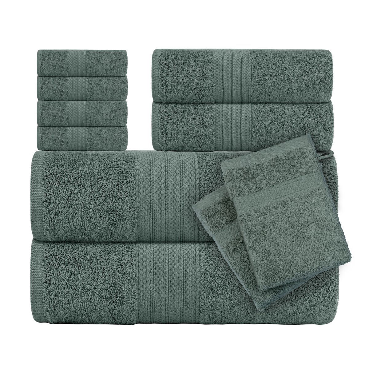 CTL® 8 Piece Towel Set 500 GSM - 2 Bath Towels, 2 Hand Towels and 4 Washcloths &amp; 2 Wash Gloves Free