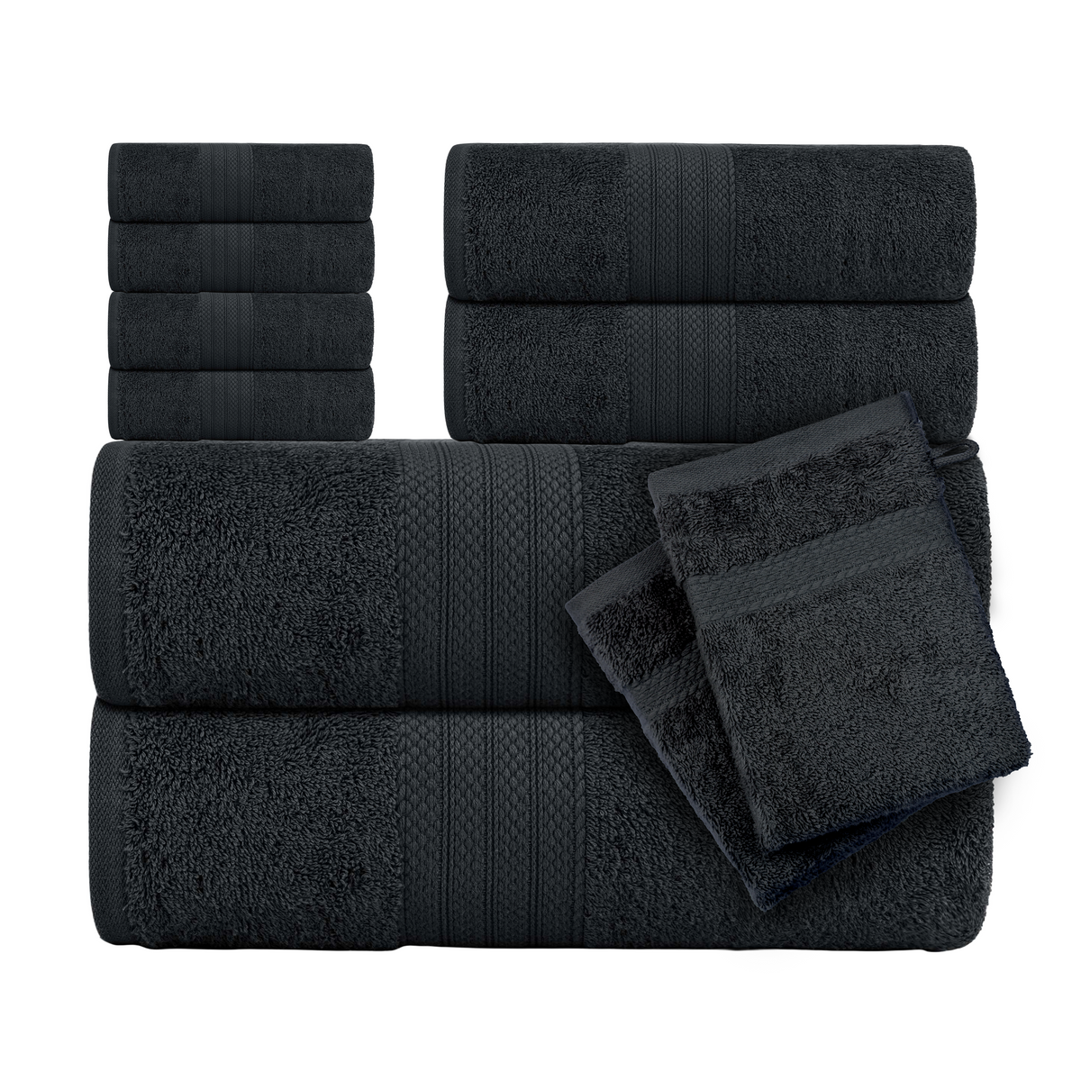 CTL® 8 Piece Towel Set 500 GSM - 2 Bath Towels, 2 Hand Towels and 4 Washcloths &amp; 2 Wash Gloves Free