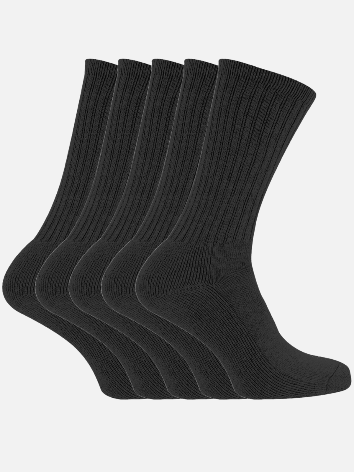 5 Pairs Everyday Black Crew Sock Cushioned 6-11