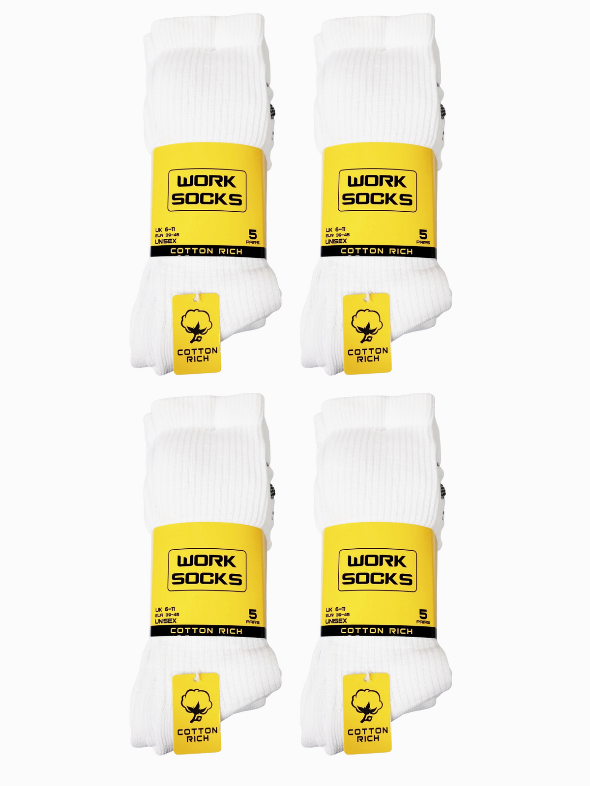 Buy 10 Pairs Get 10 Pair Free White Work Socks 6-11