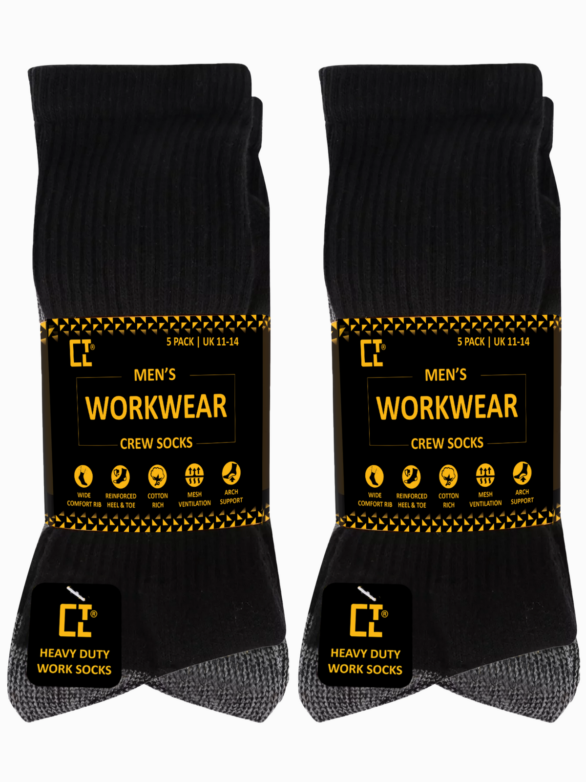 10 Pairs Work Wear Cushioned Heavy Duty Socks 11-14