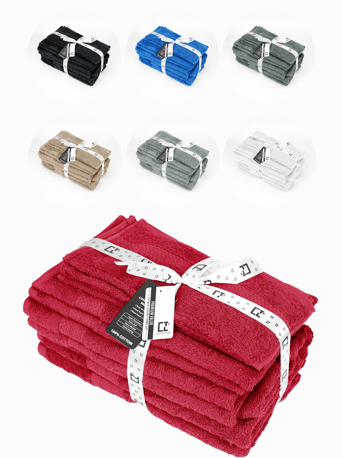 100% Cotton 10x Towel Set Bale Normal Towels Bale