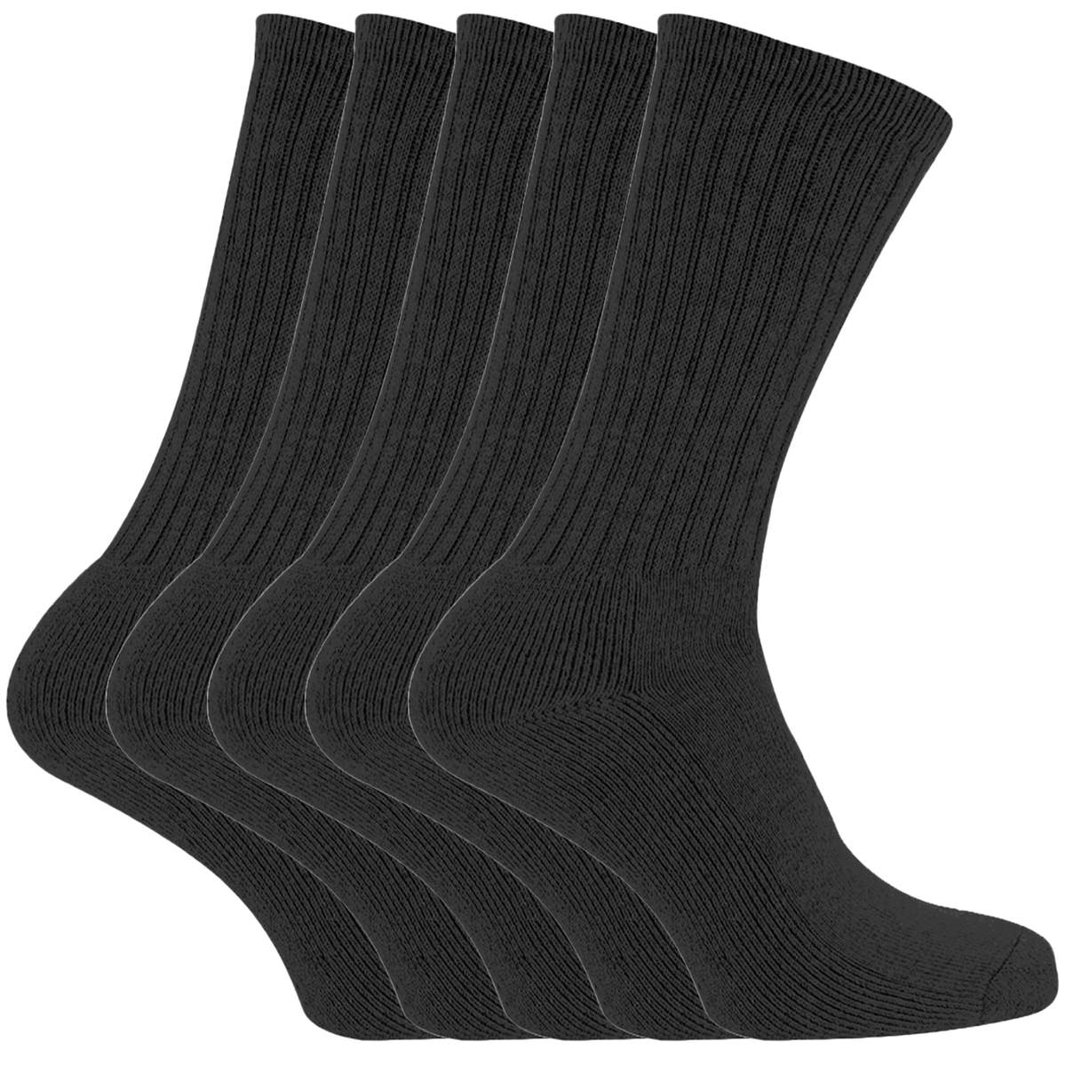 5 Pairs Everyday Black Crew Sock Cushioned 6-11