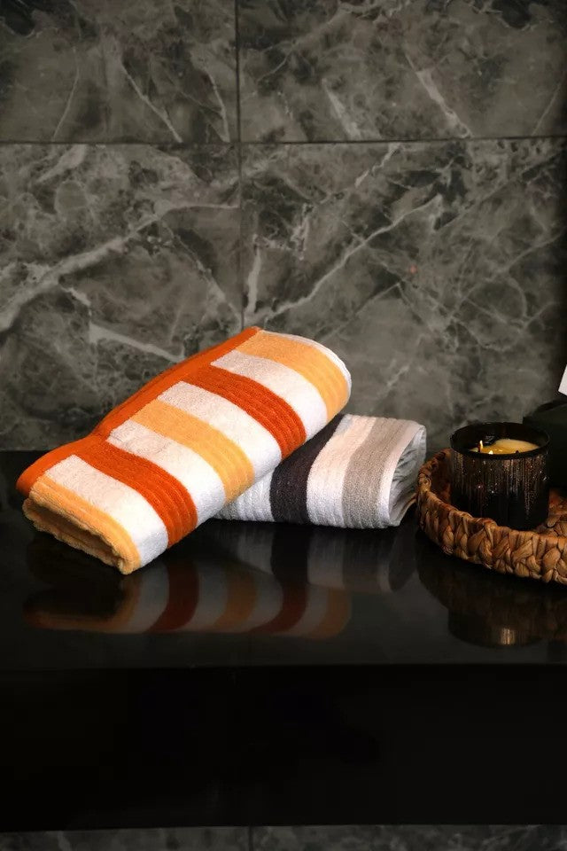 2x Large Striped Bath Towels  (70x140 CM)